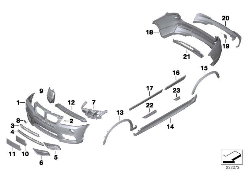 Diagram Retrofit, M aerodynamic kit for your 2023 BMW X3   