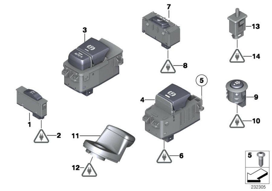 Diagram Various switches for your 2012 BMW 550iX   