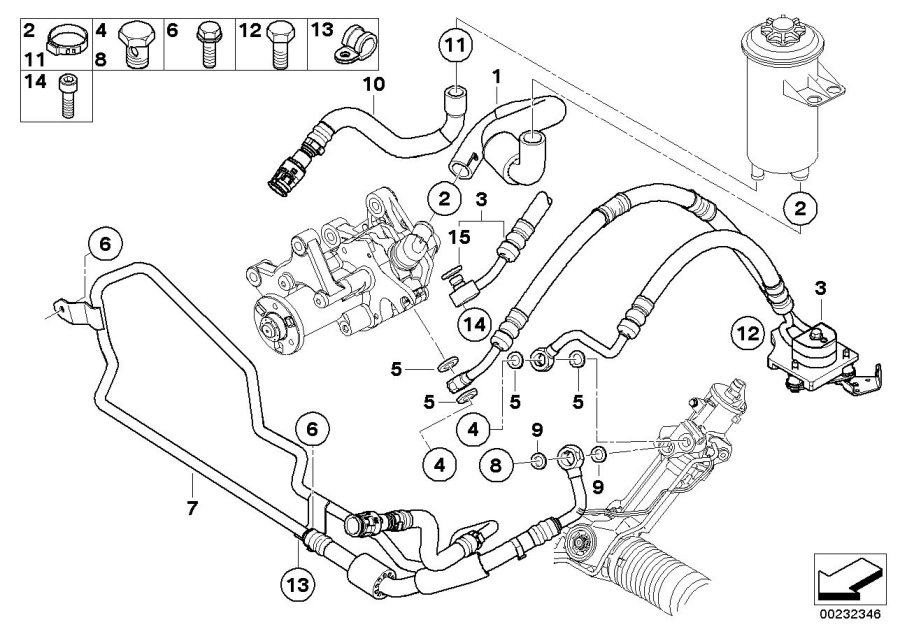 Diagram Hydro steering-oil pipes for your BMW 320i  