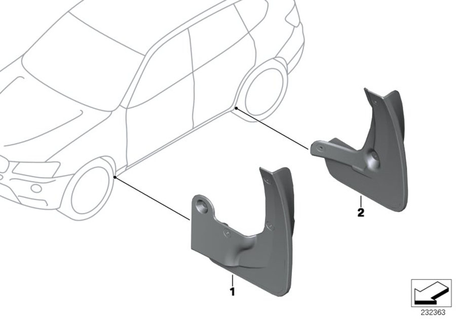 Diagram Mud flaps for your BMW X3  