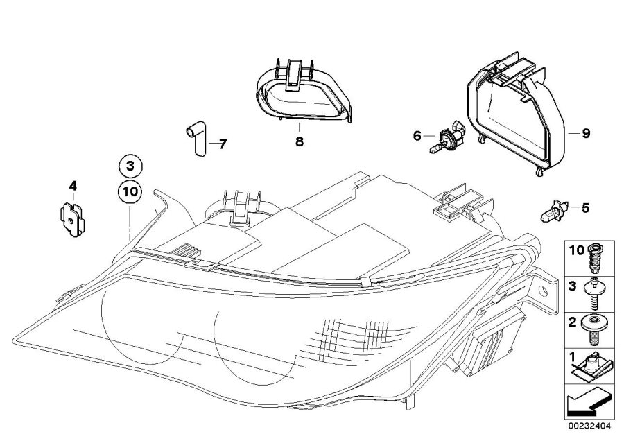 Diagram Single parts, xenon headlight for your 2003 BMW 745Li   