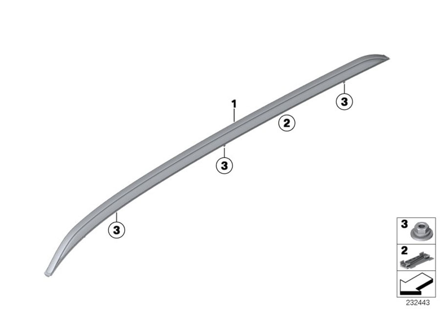 Diagram Retrofit, roof rail for your BMW X3  