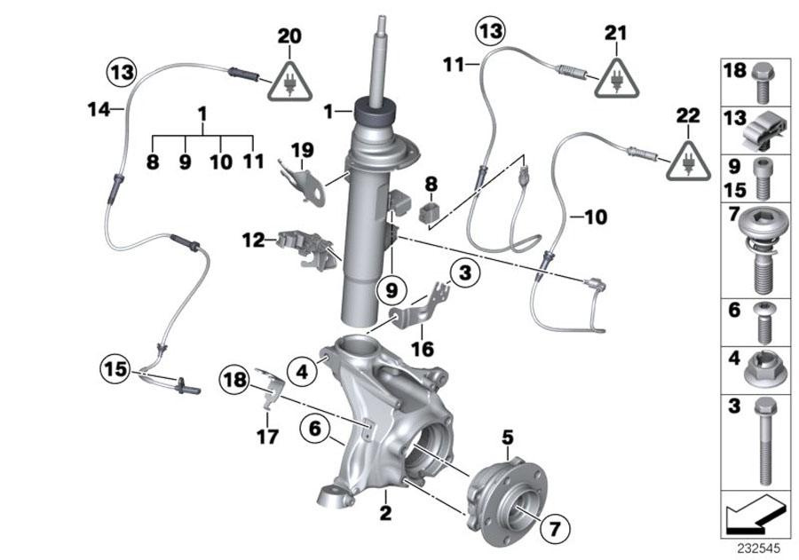Diagram Strut, front, EDC/mounting parts for your BMW X3  