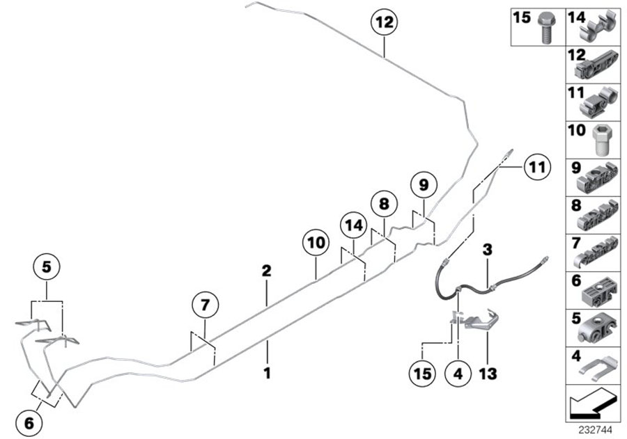 Diagram Brake pipe rear for your BMW