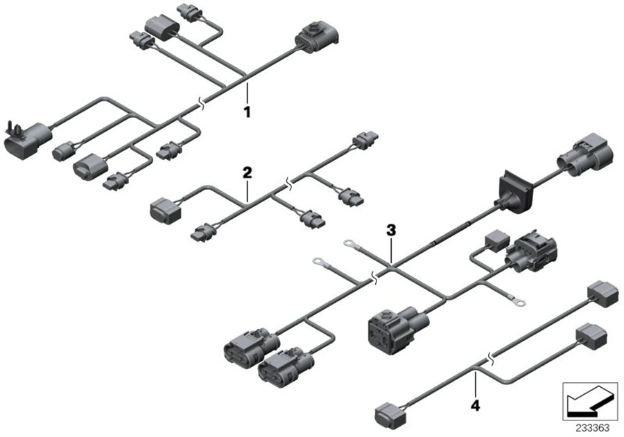 Diagram Various additional cable harnesses for your BMW