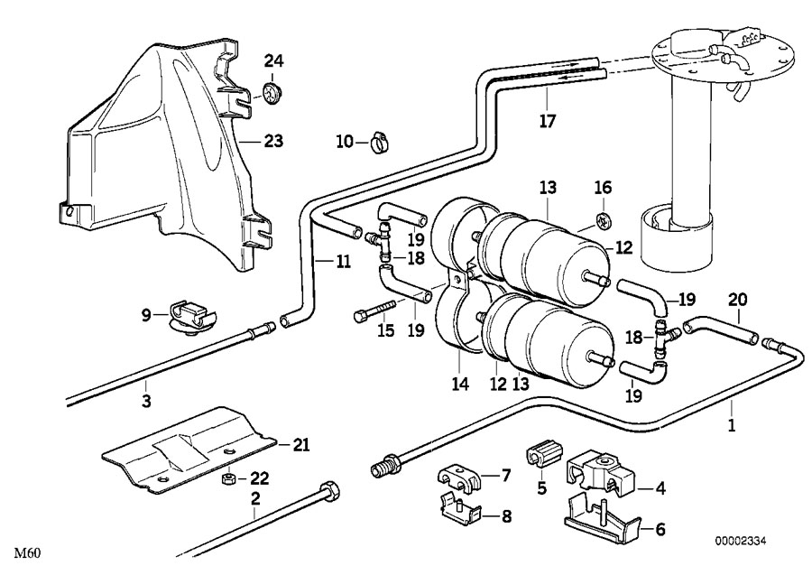 Diagram FUEL SUPPLY/DOUBLE FILTER for your BMW