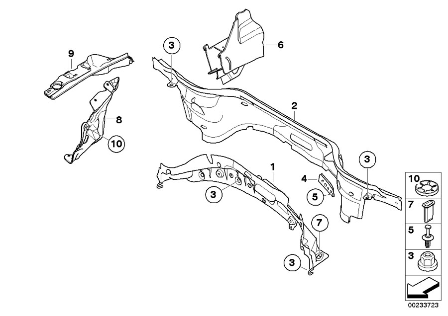 Diagram Mounting parts, engine compartment for your MINI