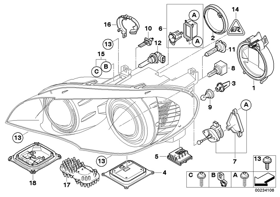 Diagram Single components for headlight for your 2012 BMW X5  50iX 