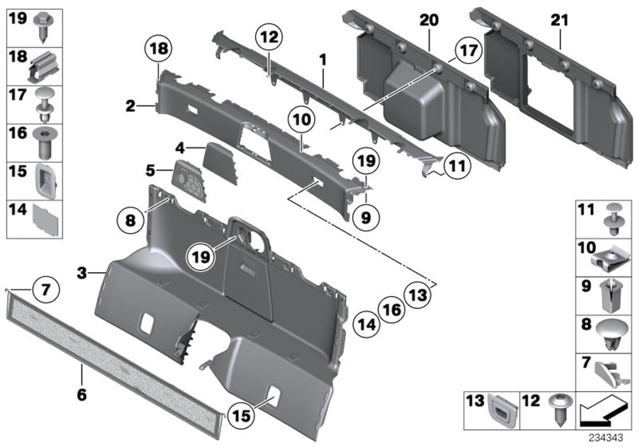 Diagram Trim panel, bulkhead for your 2023 BMW X3  30eX 