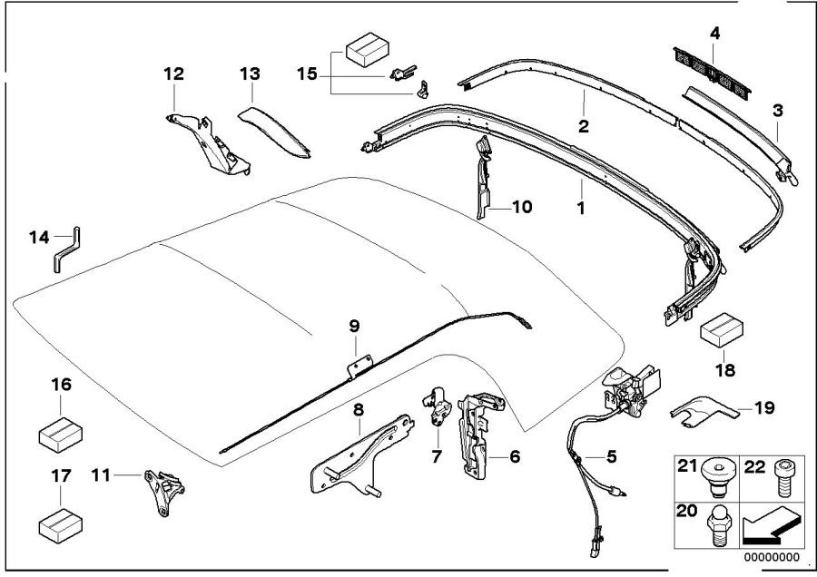 Diagram FOLDING TOP MOUNTING PARTS for your MINI