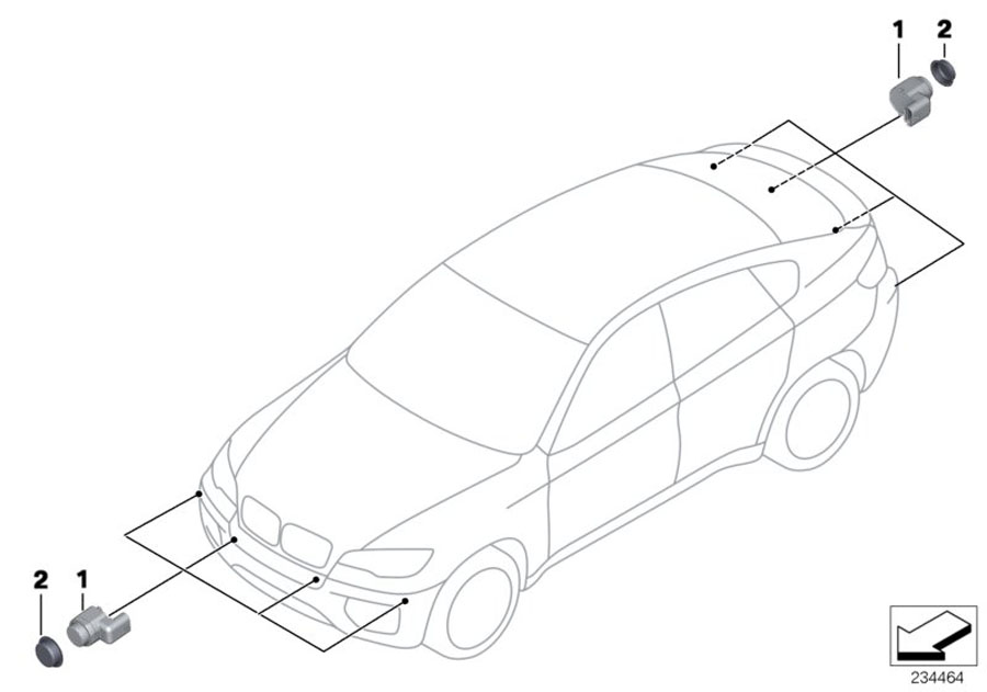 Diagram Park Distance Control (PDC) for your 1997 BMW Z3   