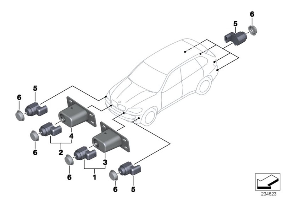 Diagram Park Distance Control (PDC) for your BMW