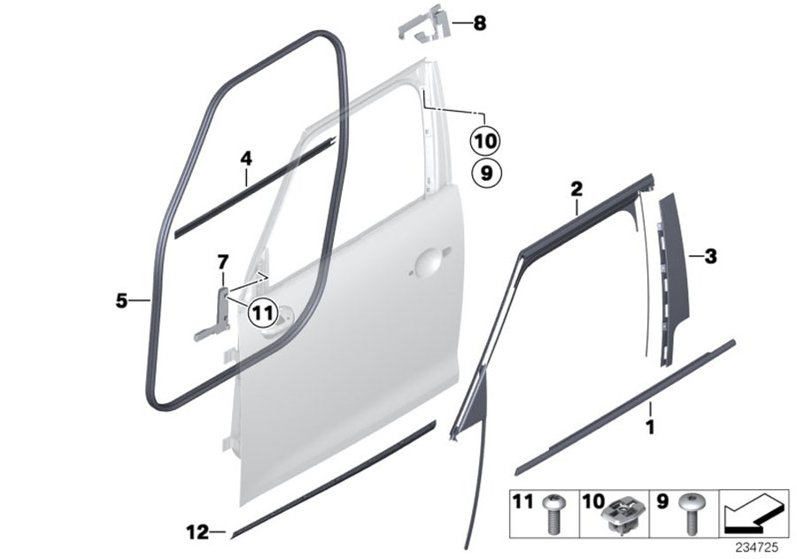 Diagram Trim and seals for door, front for your MINI