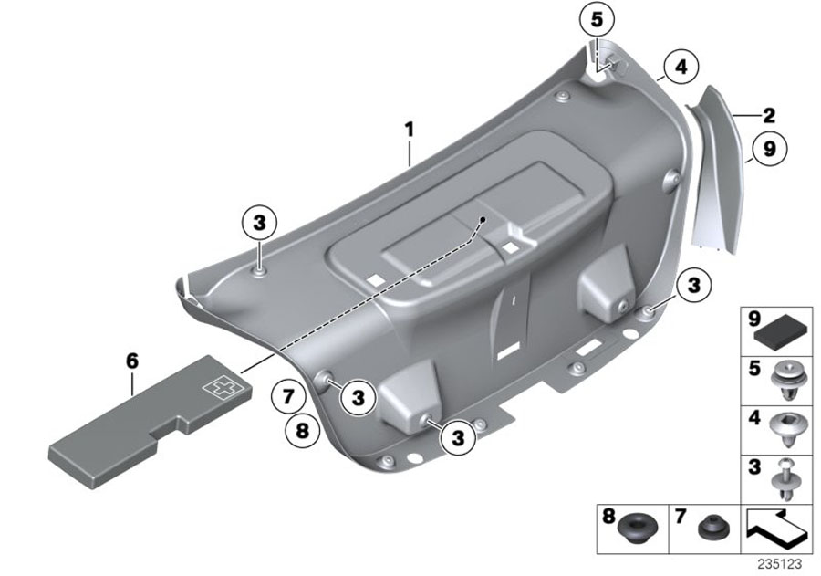 Diagram TRUNK LID TRIM PANEL for your 1989 BMW M3   