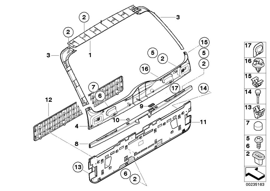 Diagram Trunk lid trim panel for your BMW