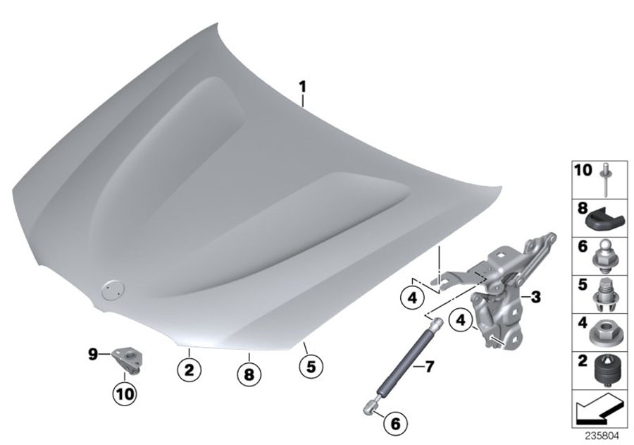 Diagram ENGINE HOOD/MOUNTING PARTS for your 2013 BMW X3   