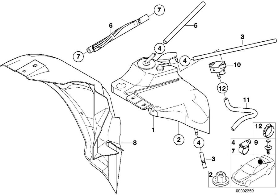 Diagram Expansion TANK/TUBING/PRESSURE sensor for your 1998 BMW 328i Sedan Automatic 