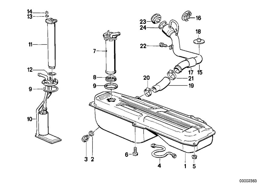 Diagram Fuel TANK/FUEL feed for your 1988 BMW M6   