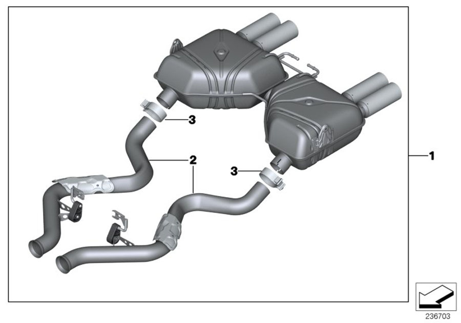 Diagram M Performance muffler system for your 2004 BMW M3   