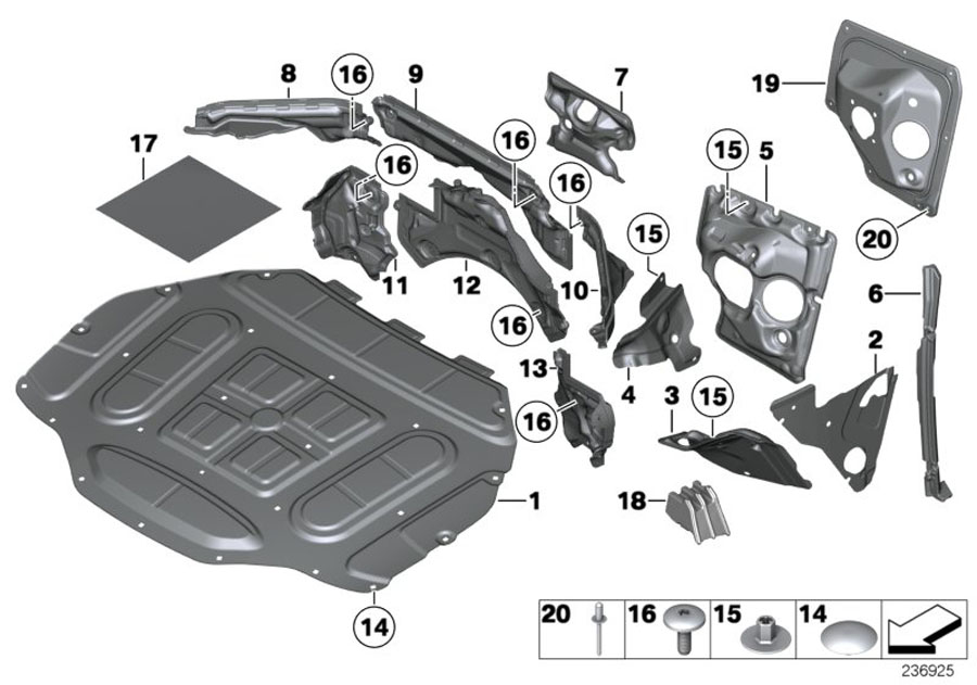 Diagram Noise insulation, front I for your 2013 BMW 750LiX Automatic Sedan 