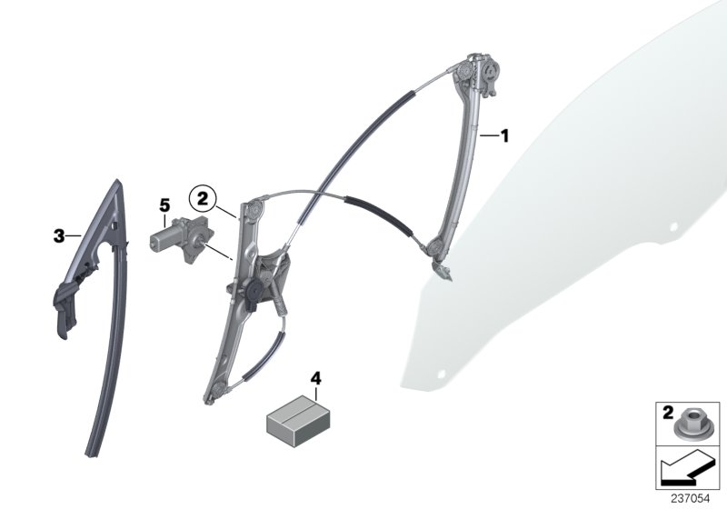 Diagram DOOR WINDOW LIFTING MECHANISM FRONT for your BMW