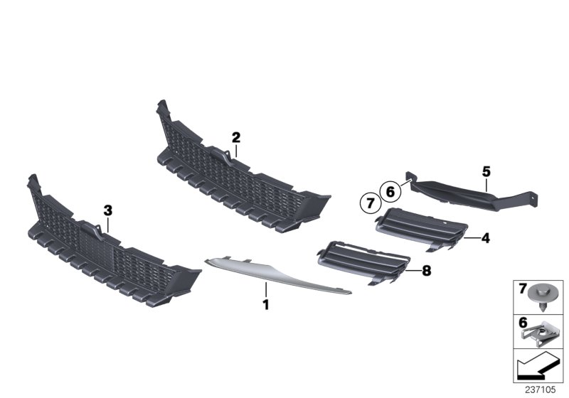 Diagram Trim, decor elements, front for your 2016 BMW M6   