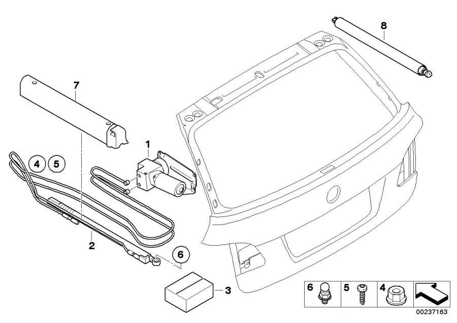 Diagram Trunk lid hydraulic parts for your 2012 BMW 750Li   