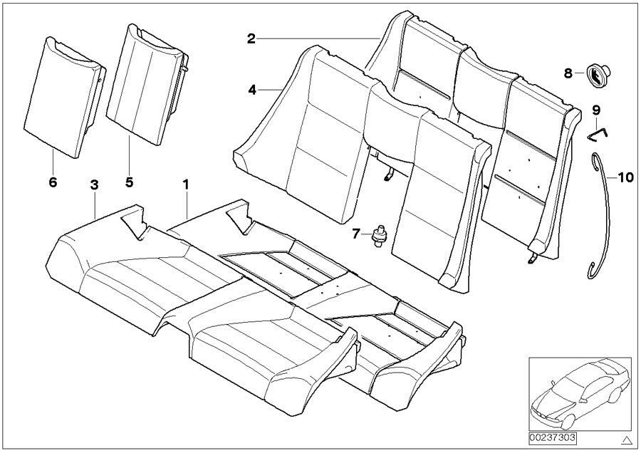 Diagram Seat rear, upholstery & cover base seat for your BMW