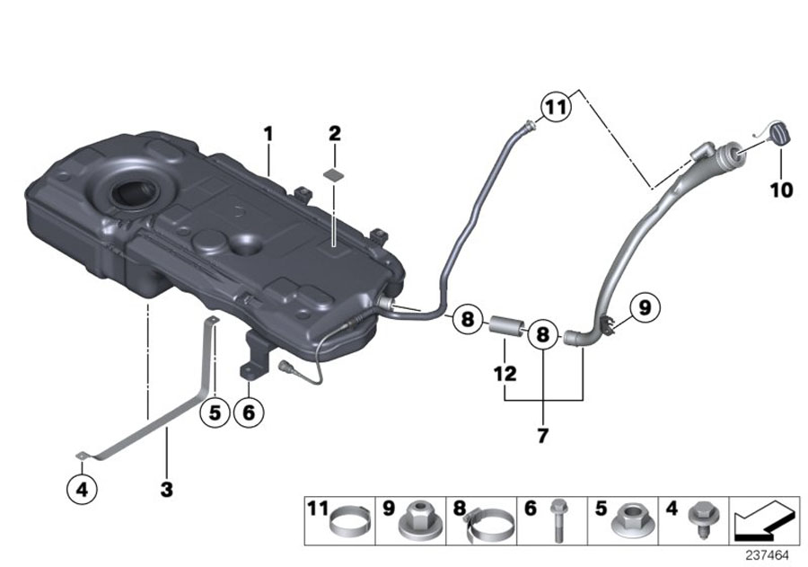 Diagram Fuel tank / mounting fittings for your MINI