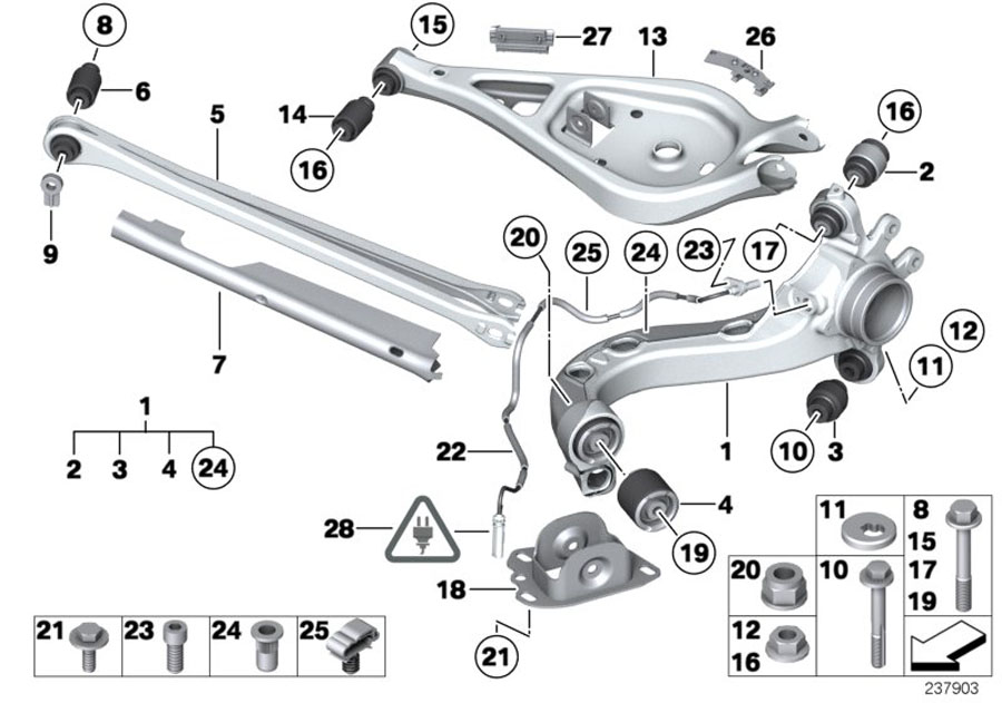 Diagram Rear axle SUPPORT/WHEEL suspension for your BMW