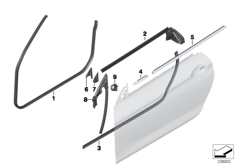 Diagram Trim and seals for door, front for your 2009 BMW M6   