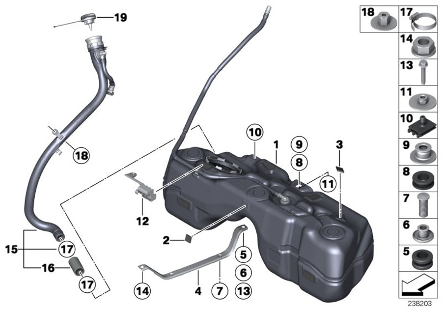 Diagram Fuel tank/mounting parts for your BMW