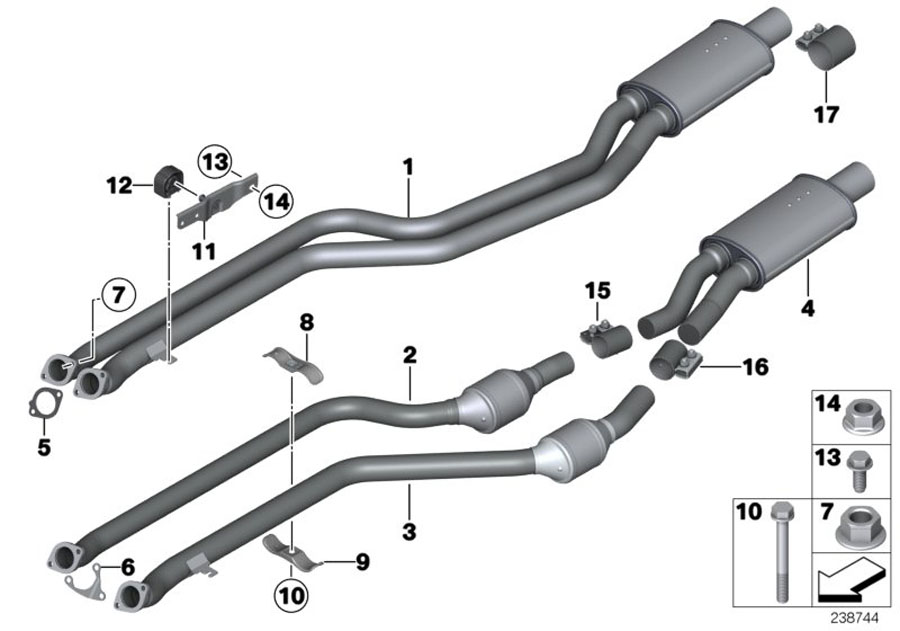 Diagram CATALYTIC CONVERTER/FRONT SILENCER for your 2004 BMW 320i   