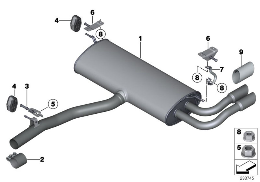 Diagram Exhaust system, rear for your 2004 BMW 320i   