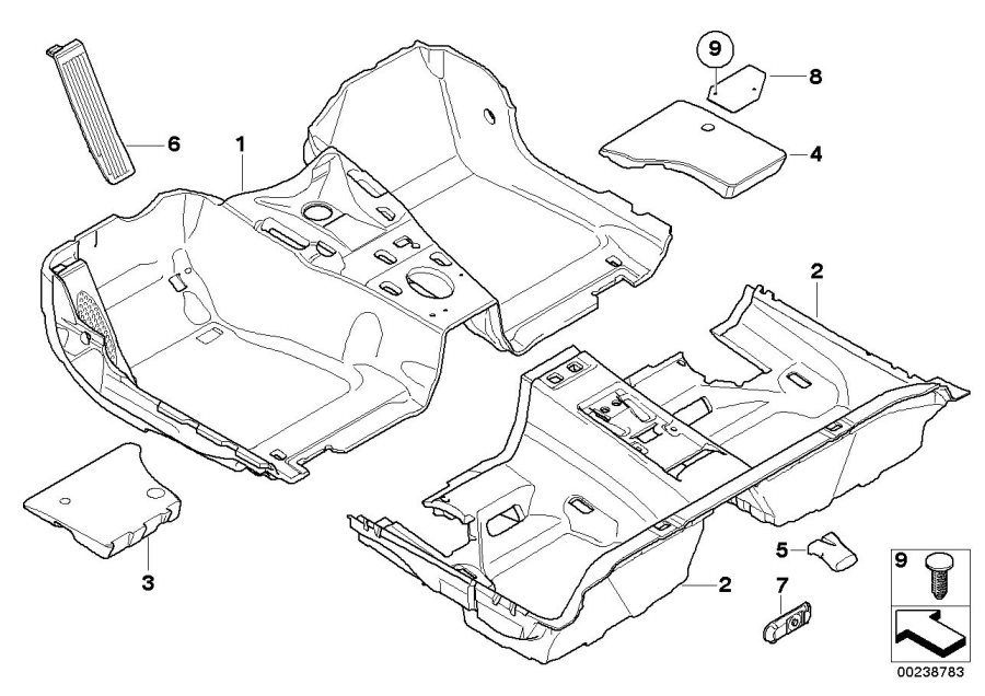 Diagram Floor covering for your 2008 BMW M6   