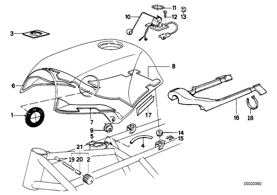 Diagram Fuel TANK/ATTACHING parts for your BMW R1200R  