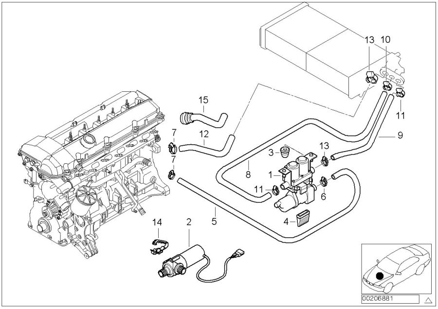 Diagram Water VALVE/WATER hose for your BMW