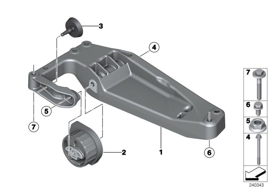 Diagram Gearbox suspension, 4-wheel drive for your 1996 BMW