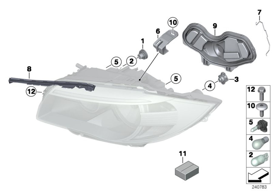 Diagram Single components for headlight for your 2013 BMW