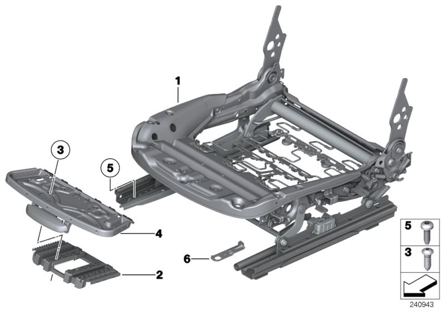 Diagram Seat, front, seat frame for your 2014 BMW M6   