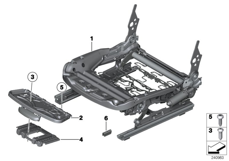 Diagram Seat, front, seat frame for your 2006 BMW M6   