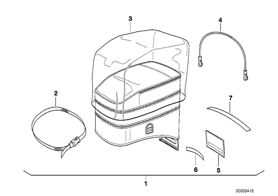 Diagram tank-top bag for your BMW R1100RS  