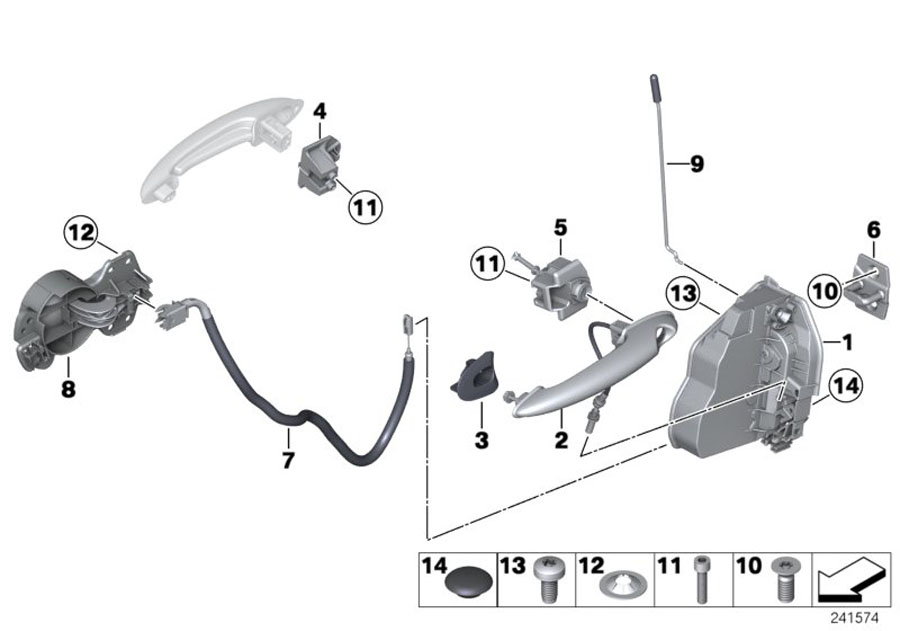 Diagram Locking system, door, front for your MINI