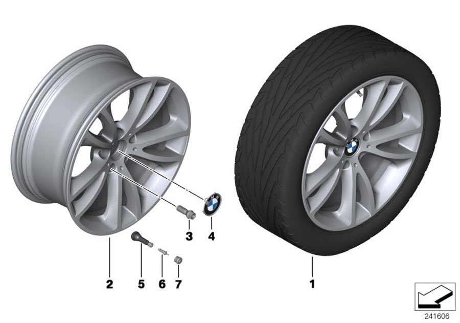 Diagram BMW LA wheel V-Spoke 366 - 19"" for your 2013 BMW Hybrid 5  Sedan 