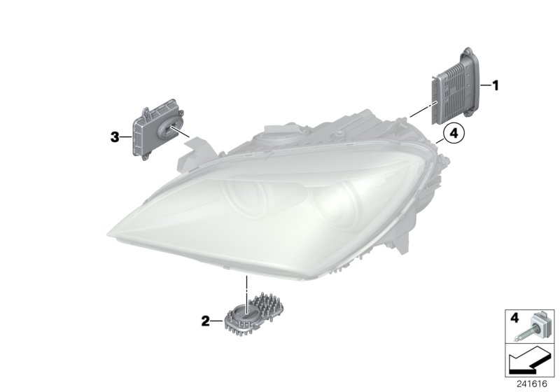 Diagram Headlight, electronic parts, Xenon light for your BMW 640iX  