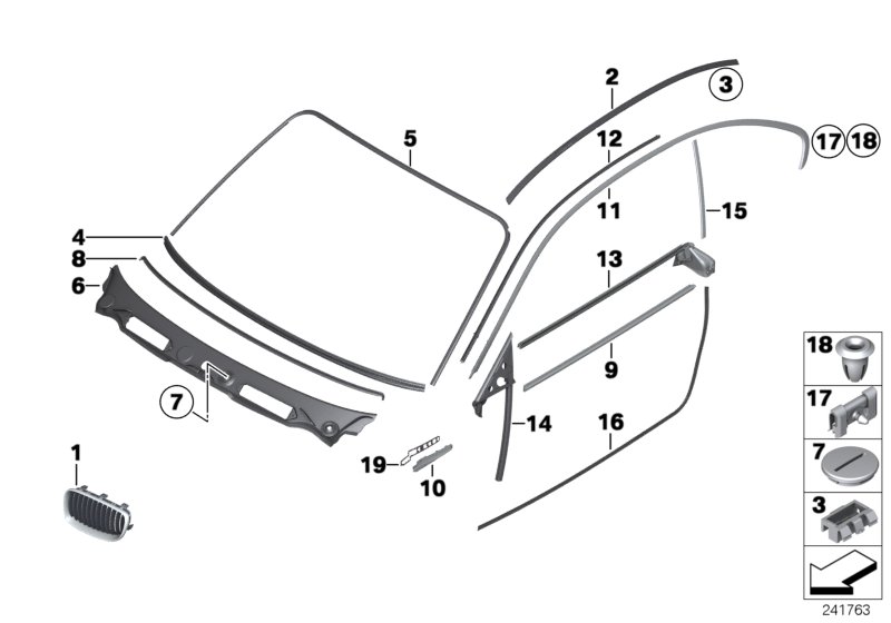 Diagram Exterior trim / grill for your 2014 BMW 435i   
