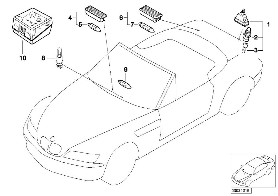 Diagram Various lamps for your BMW