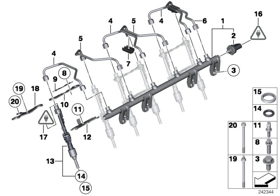 Diagram High-pressure rail/injector/line for your 2010 BMW 135i   