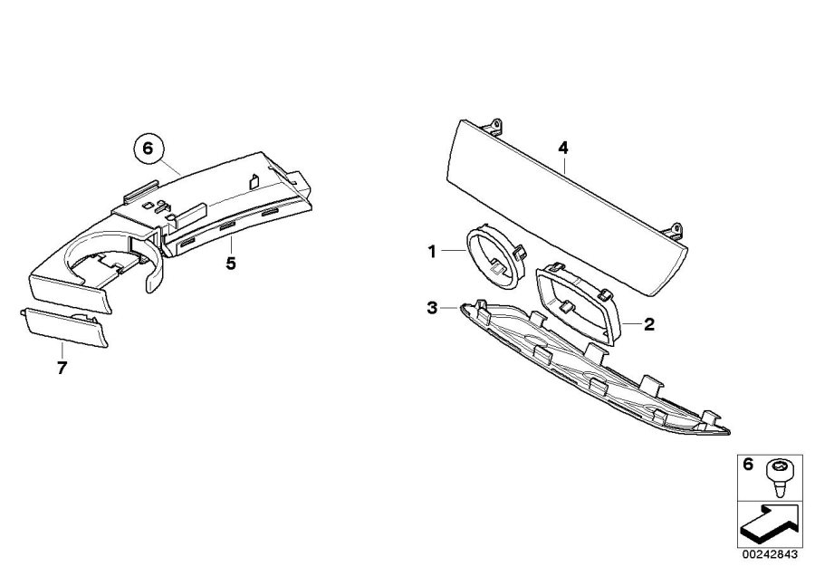 Diagram Mounting parts, instr. panel for your 2007 BMW 323i   