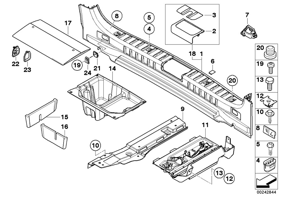 Diagram Rear trunk trim panel for your 2017 BMW M6   